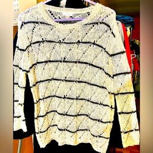 Charming Charlie Sweater w/ Thin Lines & Iridescent Sequins, Size S